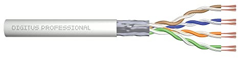 DIGITUS 100 m Cat 5e Netzwerkkabel - F-UTP Simplex - BauPVO Eca - PVC Mantel - 100 MHz Kupfer AWG 24/1 - PoE Kompatibel - LAN Kabel Verlegekabel Ethernet Kabel - Grau
