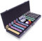 Holz-Pokerkoffer „Wooden Black Edition” 500 abgerundete Ocean-Champion-Chips Laserchips Poker-Set 2 Kunststoff-Karten Decks Schwarz Texas Holdem