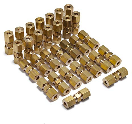 LTWFITTING 3/16-Inch OD Compression Union,Brass Compression Fitting(Pack of 30)