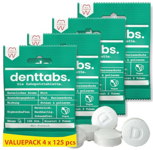 Denttabs 4 x 125 st. med fluor – 4 påsar med 125 st. ORIGINAL DENTTABS