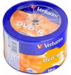 DVD-R Verbatim Vergini 16x 4,7GB 120min Confezione da 50 Pezzi