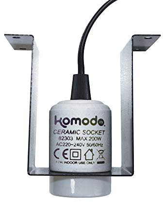 Komodo Ceramic Lamp Fixture and Mounting Bracket for Reptile Enclosures Durable Mountable Heat Resistant Basking Light Bulb Indoor Habitat Lighting