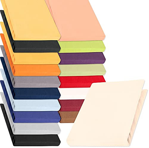 aqua-textil Pur Jersey Spannbettlaken 140x200-160x220 cm Natur beige Wasserbett Boxspringbett 160g/qm Mako Baumwolle