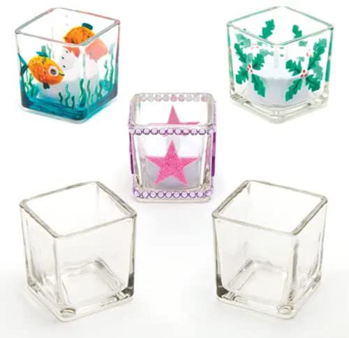 Baker Ross Photophores carrés en Verre (Boîte de 6), 5cm