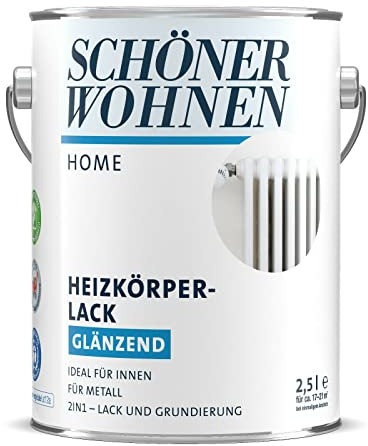 Schöner Wohnen DurAcryl Heizkörperlack, Wasserbasis, Reinweiss Glänzend / 750 ml
