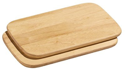 Zassenhaus Tagliere per la colazione in legno, set da 2 pezzi, in albero di gomma sostenibile, tagliere per il pane, facile da pulire, robusto, 26 x 17 cm