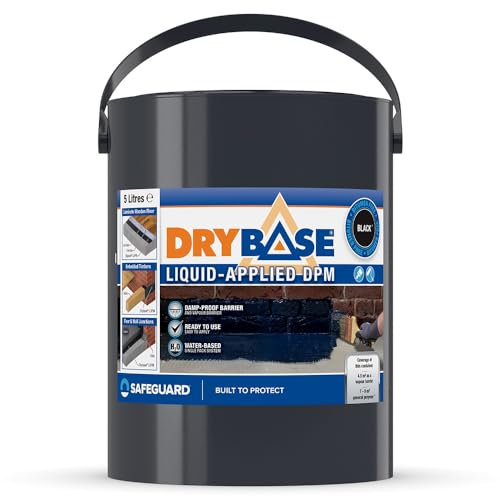 Drybase Membrana Líquida Impermeable Antihumedad - 5L, Negro - Para Uniones de Pared y Suelos Húmedos