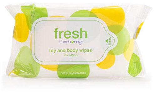 Lovehoney Lingettes d'Aloe Vera pour le Corps et pour les Jouets Sexuels Adultes Biodégradables Fresh - Paquet de 25 Lingettes