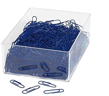 Wedo 901244603 Büroklammer (aus Metall 27 mm, kunststoffummantelt in Klarsichtdose) 1000 Stück, blau