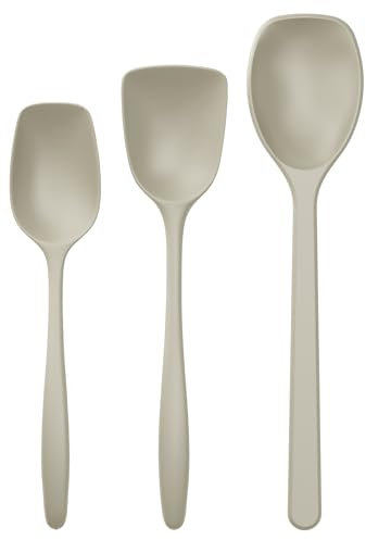 Rosti Classic Kochlöffel Set 3-Teilig, Hochwertiges Küchenhelfer Set mit 2 Kochlöffel & 1 Backlöffel, aus Kunststoff, Hitzebeständig, Bruchsicher, Spülmaschinenfest, Humus