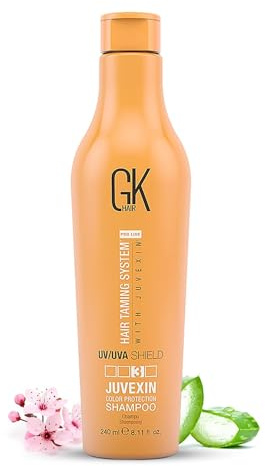 GK HAIR Global Keratin Sulfate Free Colored Shield Shampoo for Dry Deep Cleansing Moisturizing Treatment Heat Protection for Color Treated Dry Damaged Curly Frizzy 240ml