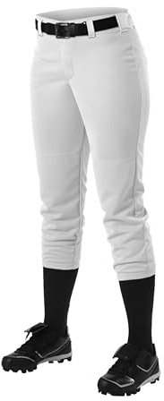 Alleson Ahtletic Pantalon Fastpitch/Softball avec Boucle de Ceinture pour Femme Moyen Blanc