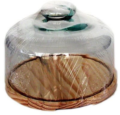 Inalsa Quesera con Base DE Madera Y Campana DE Cristal, White/Brown, 30 x 22 x 30 cm