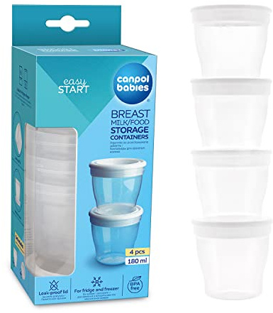 Canpol Babies CB12204U 4-pack mjölk- och matbehållare, 180 ml