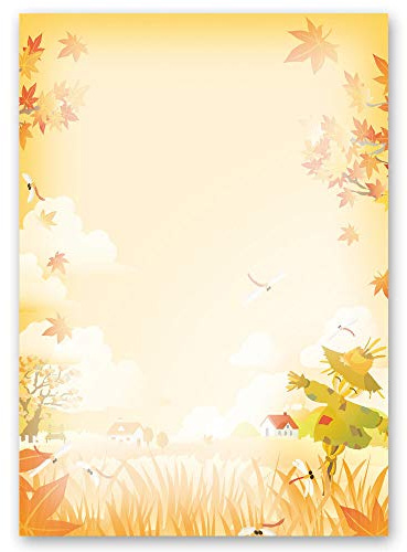 20 Sheets Motif Letter Paper! Seasons - Autumn Scarecrow DIN A4 - Paper-Media