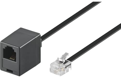 Goobay 68259 Modularanschlusskabel 3 Meter, Schwarz , RJ11/RJ14-Stecker (6P4C) auf RJ11-Buchse (6P4C) , 1er Pack