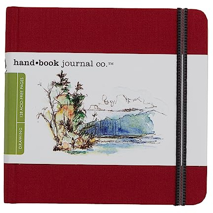 Speedball Drawing Journal Book 5.5 x 8.25 Landscape Vermilion Red, Art Sketch Paper For Pen, Ink, Pencil, Markers, For Adult, Kid