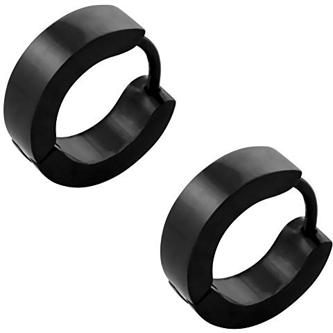 schmuxxi® Creolen Ohrringe Klappcreolen I Edelstahl schwarz I hochwertig und modern I Schmuck Set für Damen und Herren