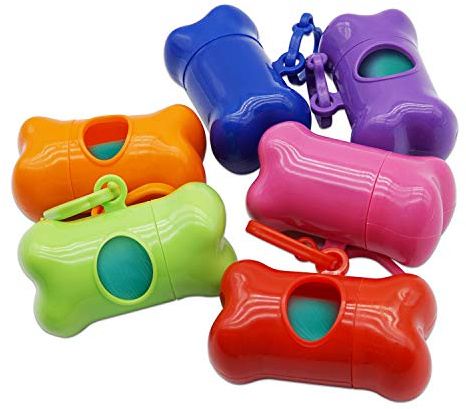 INNOLIFE Dog Poop Bag, Set of 6 Bone Shaped Dispensers + 90pcs Pet Waste Bags, Dog Waste Bags, Bulk Poop Bags on a roll, Clean up Poop Bag