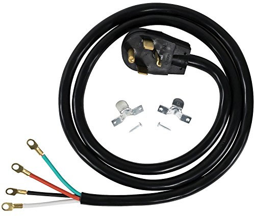 Certified Appliance Accessories 30-Amp Appliance Power Cord, 4 Prong Dryer Cord, 4 Color Coded Wires with Eyelet Connectors, 6ft, Copper Wire