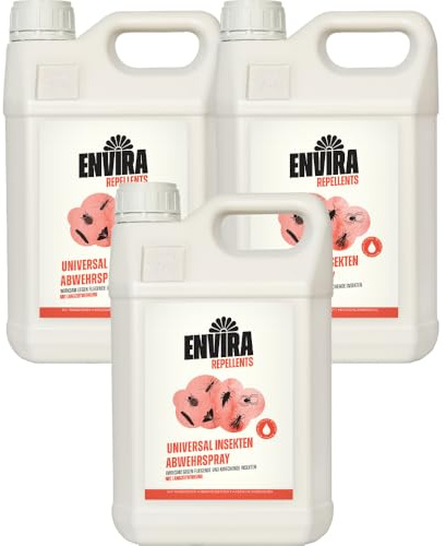 Envira Universal Insekten Abwehrspray 3 x 5 Liter - Spray mit Langzeitwirkung gegen Trauermücken, Silberfische, Lebensmittelmotten & weiteres Ungeziefer - Mittel gegen Insekten