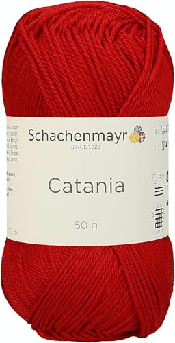 Schachenmayr Catania 9801210-00115 signalrot Handstrickgarn, Häkelgarn, Baumwolle