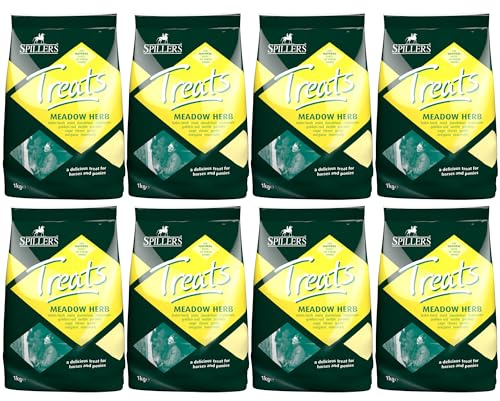 SPILLERS Meadow Herb Horse Treats 1kg x 8 - Delicious Treat to Reward Horses and Ponies - Fresh Herbal Flavoured Horse Treats