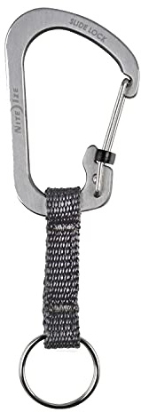 Nite Ize SlideLock Key Ring, Aluminum Locking Carabiner Key Chain with Webbing, Stainless Steel