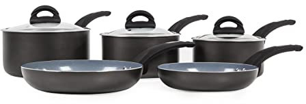Tower T80303 Cerasure 5 Piece Pan Set with Non-Stick Coating, Suitable for all Hob Types Including Induction, Graphite