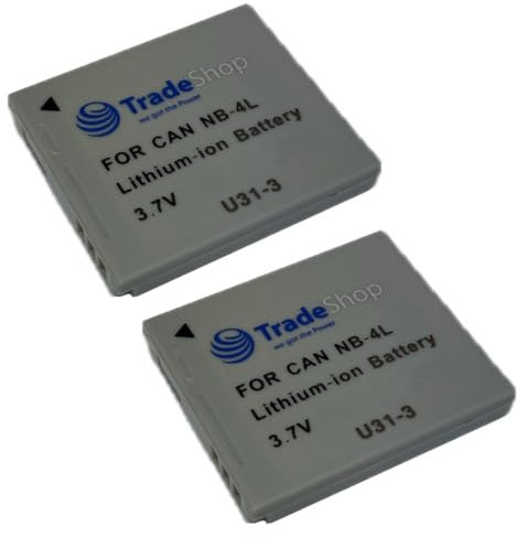 2X Kamera Li-Ion Akku 850mAh für Canon Digital IXUS 30 40 50 55 60 65 70 75 80 is Ixus 82 is Ixus 100 is i7 PowerShot SD200 SD300 SD400 SD430 SD450 SD600 SD630 TX1 IXY DIGITAL 40 50 55 NB-4L 4LH