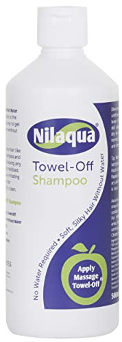 Nilaqua Towel off Shampoo 500ml Single, Non Rinse with Vitamin E, No Water - Rinse free hair washing, Kind and Gentle to Scalp, Triclosan Free, Paraben Free, Latex Free, Alcohol Free, UK Manufactured