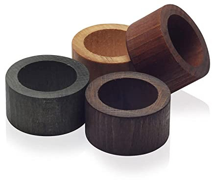 Metaltex 736612 - Serviettenringe, 4 Stück, aus Holz, farblich Sortiert