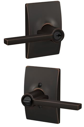SCHLAGE F51A LAT 716 CEN Latitude Lever with Century Trim Keyed Entry Lock, Aged Bronze