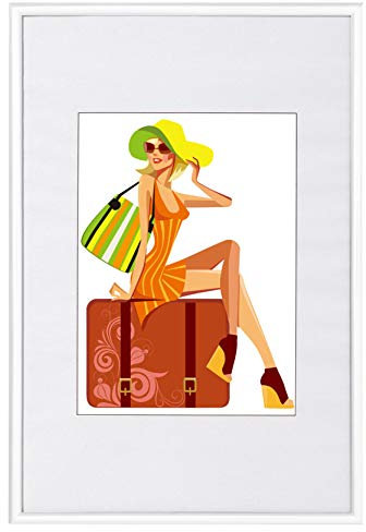 WOLTU Cadre Photo 18x24 cm avec Passe Partout, Cadre et Plaque en Plastique pour Décoration Murale ou sur Table, à Poser Horizontalement ou Verticalement, Blanc