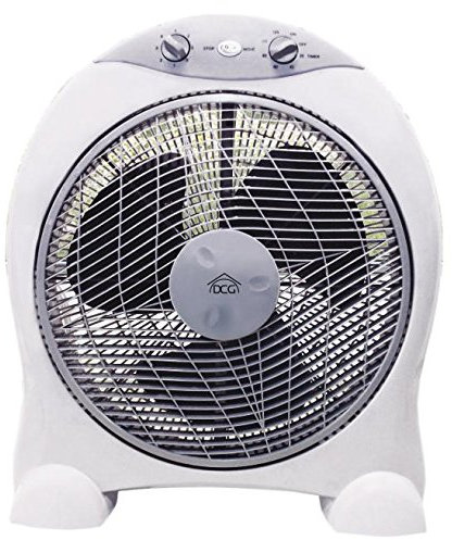 WeGeek DCG CRB1230, ventilatore da tavolo, diametro 40 cm, 3 velocità, comandi frontali, timer. Dimensioni 48,8 x 18,5 x 56,5 cm. Bianco