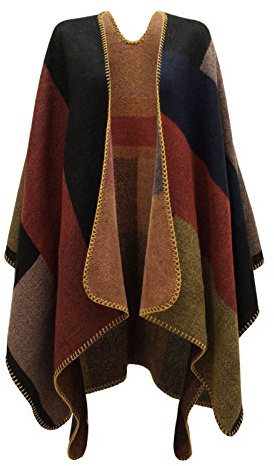 CHAOS THEORY WOMENS LADIES CHECKED KNITTED WINTER TARTAN CAPE STYLISHED PONCHO MUTI COLOUR ONE SIZE