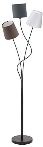 EGLO Stehlampe Maronda, 3 flammige Stehleuchte, Standleuchte aus Stahl und Stoff, Farbe: Schwarz, anthrazit, weiß, braun, Fassung: E14, inkl. Trittschalter