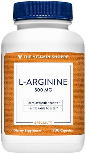 The Vitamin Shoppe L-Arginine 500MG - Nitric Oxide Production, Circulation & Exercise Performance Support (300 Capsules)