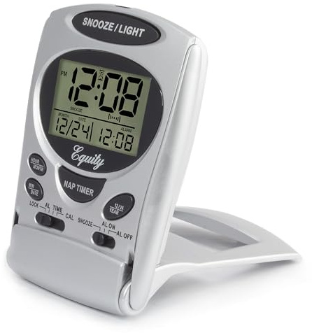 Equity 31300 Fold-Up LCD Travel Alarm Clock with Nap Timer & Backlight