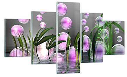 Quadro su Vetro Computer grafica bolla Stampe da Parete in Vetro 125x70cm Quadri Moderni Soggiorno Camera da Letto Cucina 5 pezzi Piccoli Decorazione Murale Wall Art Grafica Immagini GEA125x70-2329