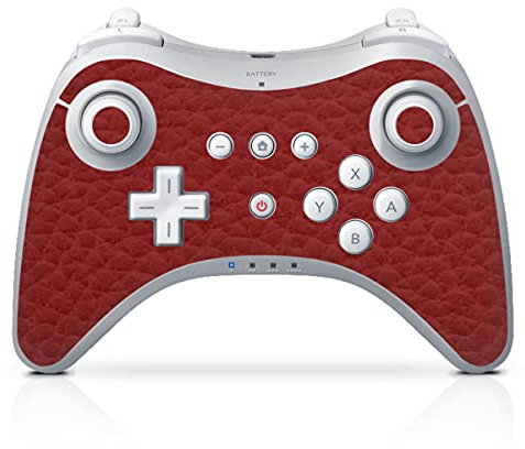 Skin kompatibel mit Nintendo Wii U Pro Controller Folie Sticker Leder Rot einfarbig