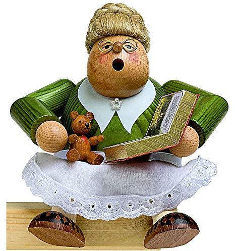 KWO Fairy Story Telling Lady Smoking Man Figurine, Wood, Multi-Colour, 30 x 30 x 16 cm