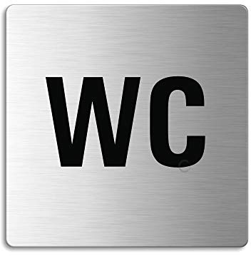 Señal Cartel en Acero INOX 85x85 mm WC (Texto) No.8930