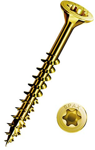 ABC Spax T-Star Plus – Tornillo universal (, 4,5 x 80 mm, VE = 100 unidades, cabeza avellanada, galvanizados, cromado amarillo