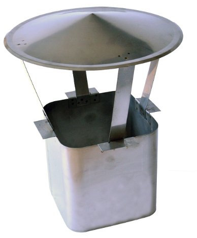 Nischenmarkt Massive Regenhaube/Kaminabdeckung/Schornsteinabdeckung in Edelstahl abgerundete Ecken (z.B. für Plewa/Tona) DN 160mm