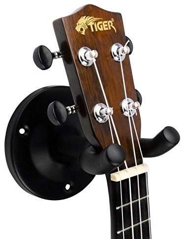 TIGER GST84-BK-1 Colgador de pared para ukelele - Soporte para uke, banjo y mandolina - Pack de 1