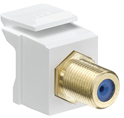 Leviton QuickPort F-Type Adapter, Gold-Plated, 40831-BW, White