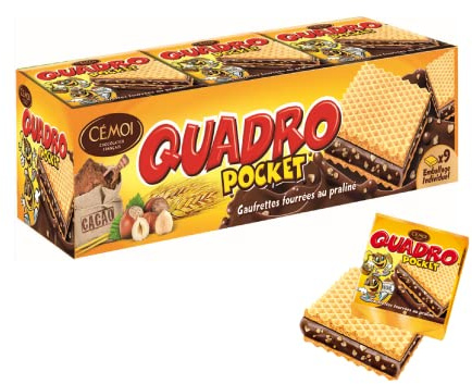 Cémoi Quadro - Caja de 9 obleas, relleno de praliné (embalaje individual, 187 g)