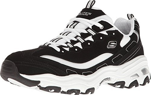 Skechers Herren D'Lites Sneaker, Black Trubuck/White Mesh/Silver Trim, 47.5 EU
