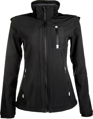 HKM 5273 Softshelljacke Sport, Damen Mädchen Jacke Regenjacke Kapuze, Schwarz (Black), 152